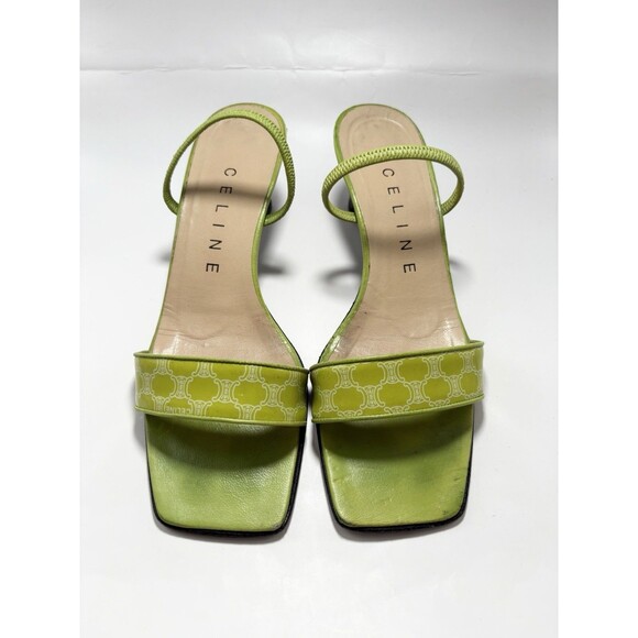 Celine S/S 2000 RTW Lime Green Kitten Heels Macadam Vintage Y2K Sz 36 6 - Picture 3 of 10